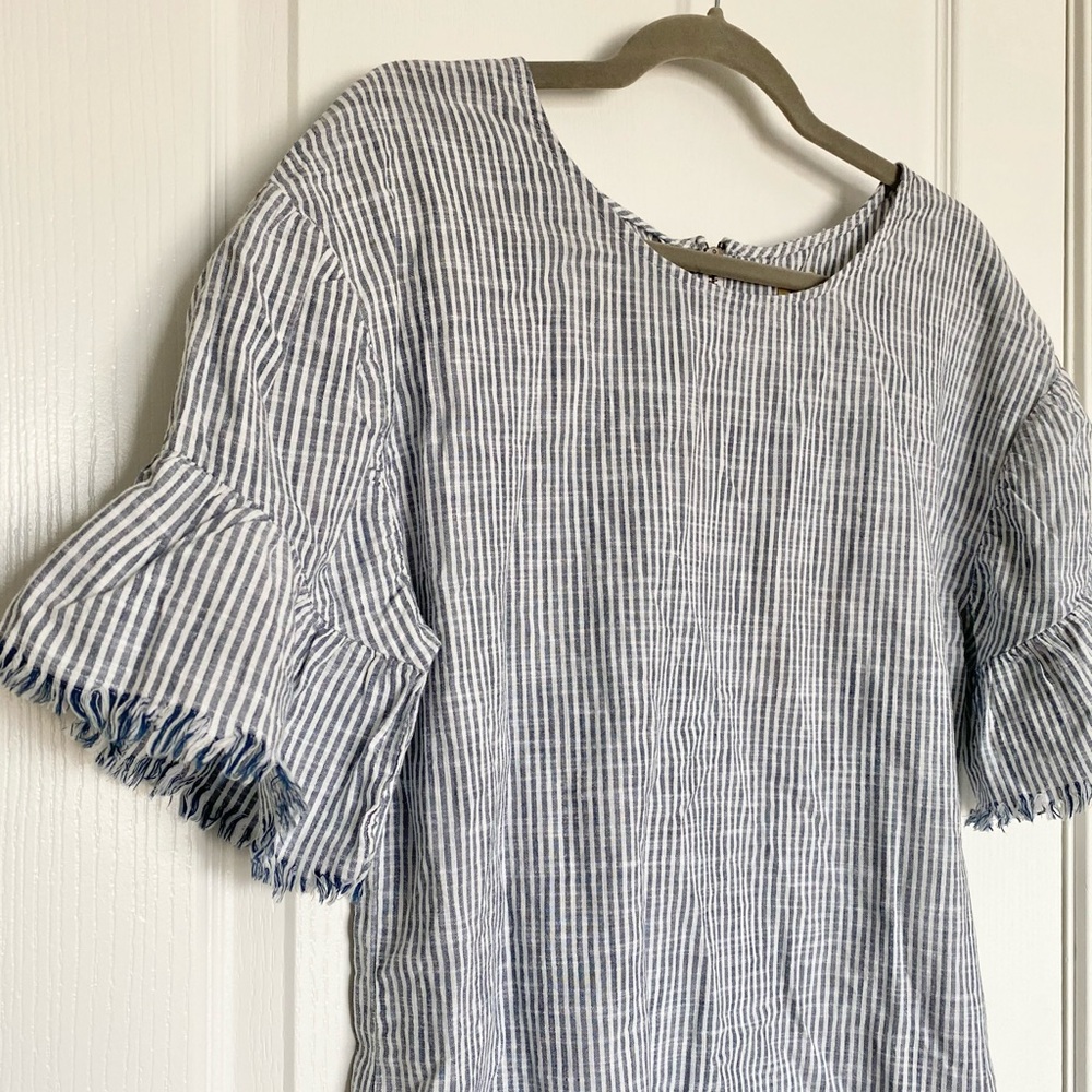 True Craft striped shift dress with fringe detail